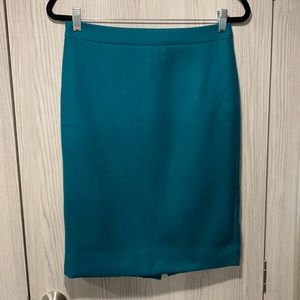 J crew teal wool pencil skirt size 2